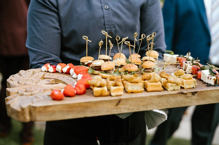 appetizers passed around during a wedding catering in Austin